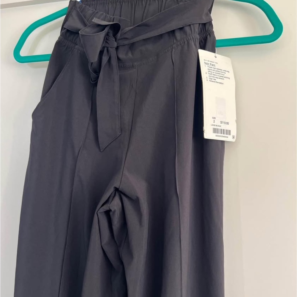 High-Waist Tie-Waist Wide-Leg Pants - Charcoal